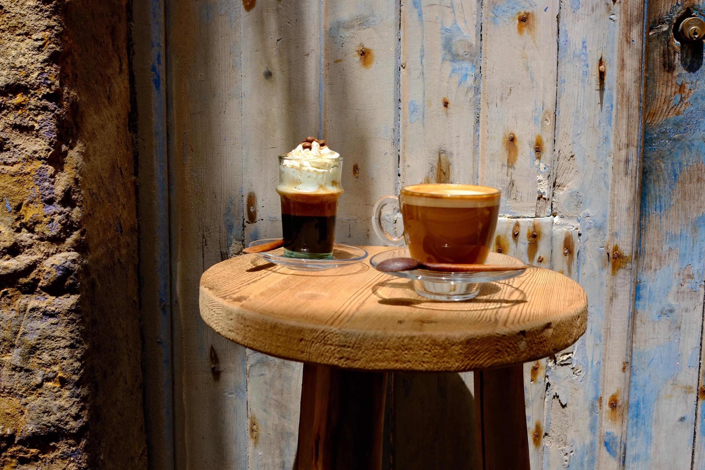 A macchiato in a small cup